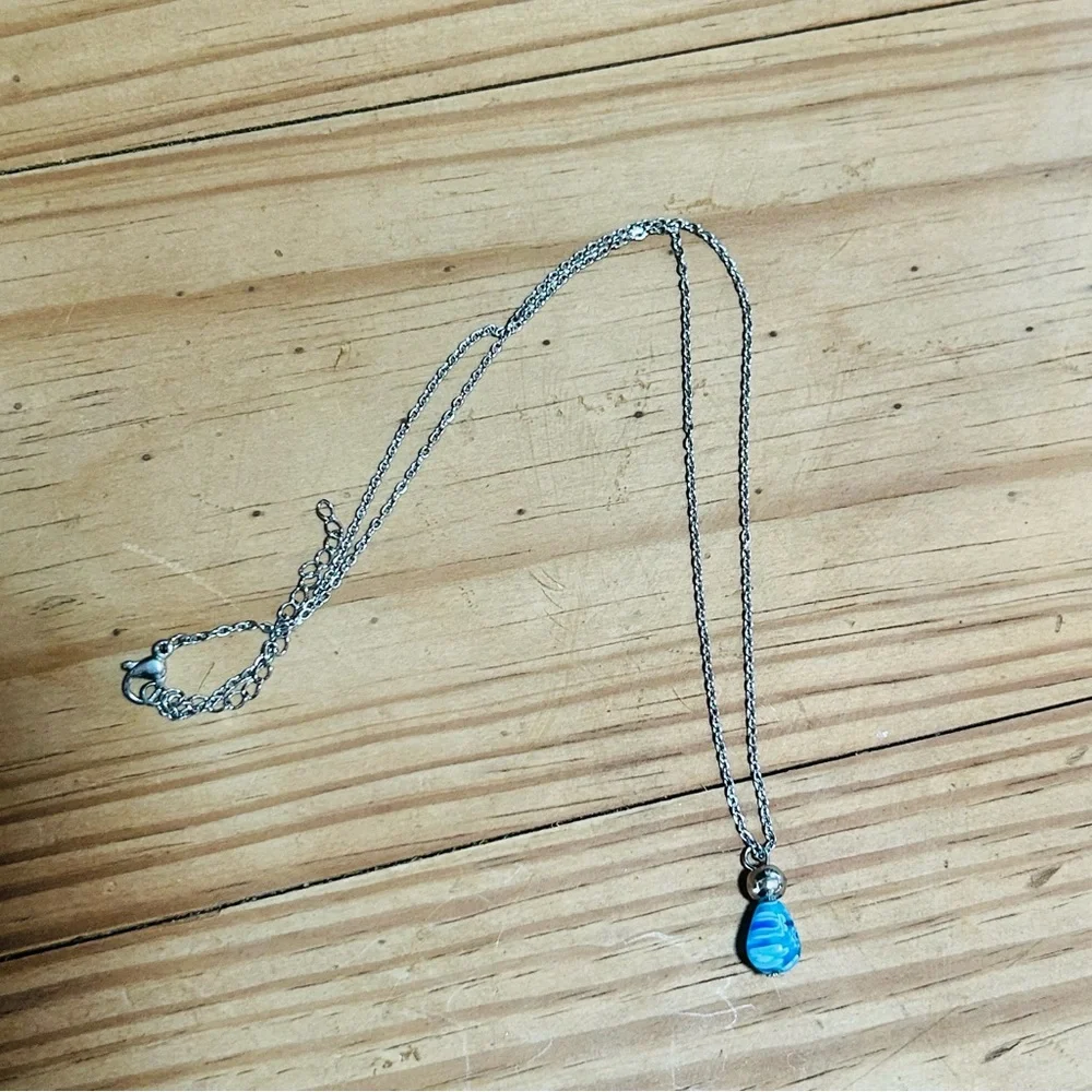 Handcrafted salvaged vintage millefiori glass pendant on chain necklace